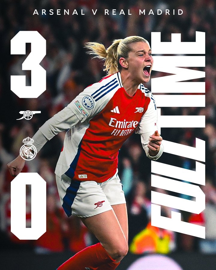 絕地逆轉！阿森納女足首回合0-2 次回合3-0逆轉皇馬，晉級歐冠4強