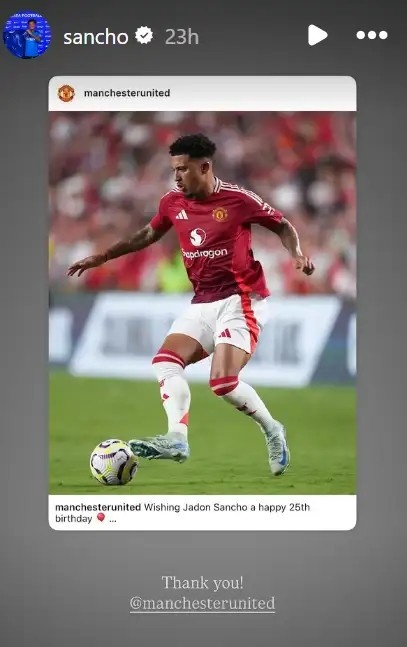 桑喬轉(zhuǎn)發(fā)曼聯(lián)為他慶生的動(dòng)態(tài)，魔迷熱議：壞了，該不會(huì)真要回來吧