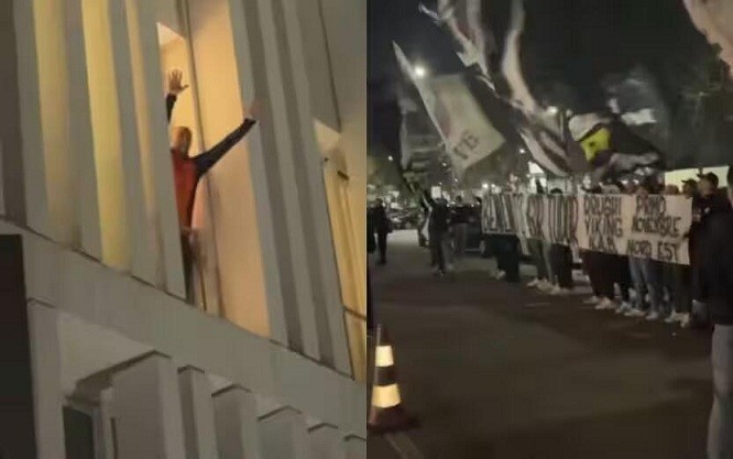 都體：尤文球迷來(lái)到酒店外支持新主帥，圖多爾向球迷們揮手致意