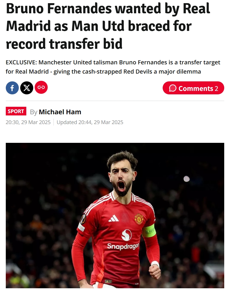 賣隊長？星報獨家：皇馬考慮9000萬英鎊挖角B費，已多次現(xiàn)場考察