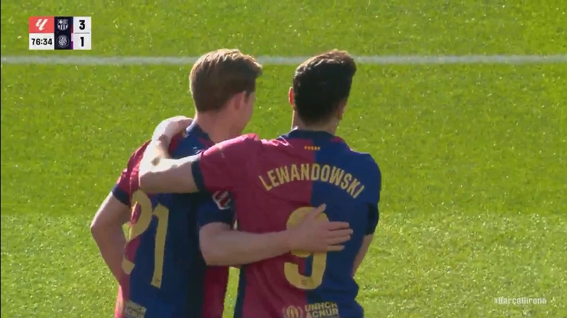 25球領跑射手榜！萊萬16分鐘內雙響，巴薩主場3-1領先赫羅納