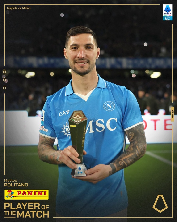 閃擊米蘭！官方：波利塔諾當(dāng)選那不勒斯2-1米蘭全場(chǎng)最佳球員